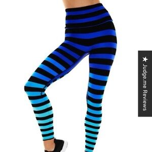 KDEER Striped Blue and Black Leggings size L